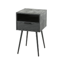 Zwart mangohouten nachtkastje Hazel 1 lade   35x35x60 cm   Mangohout   Bruin