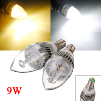Dimmable E14 9w White/warm White 3 Led Silver Candle Light Bulb 220v