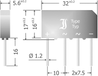 Diotec B500C7000 4000A Bruggelijkrichter SIL 4 1000 V 7 A Eenfasig
