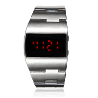 Disai Digital Led Irregular Shape Stainless Steel Band Men Wrist Watch