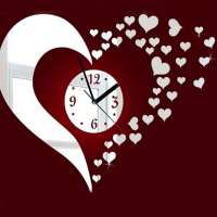 Diy 3d Heart Mirror Decoration Wall Clock Living Room