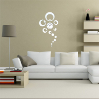 DIY 3D Home Decorative Clock Ring Circle Mirror Wall Clock Silver