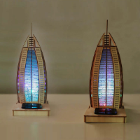Diy 3d Solar Puzzle Wooden Toys Noctilucous Burj Al Arab Hotel
