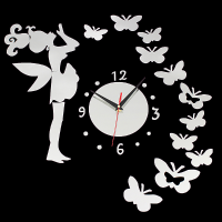 Diy Fairy Butterfly Acrylic Wall Sticker Clock Home Decoration
