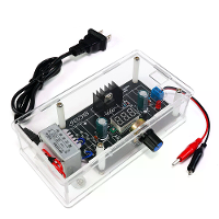 DIY LM317 verstelbare spanningsregelaar 1.25V 12V 2W voedingskit met digitale weergave en acryl behuizing voor elektroni
