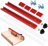 DIY Tafelsaw Crosscut Sled Kit met 17 Inch UHMW Stangen 12 Inch Aluminium T Sporen Knop Bout en Schroeven Set Geschikt v