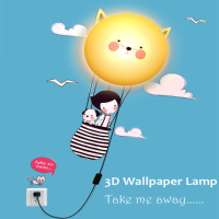 Diy Wall Sticker Led Lamp 3d Cat Removeable Home Dec Wall Light