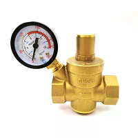 DN20 Messing Waterdrukregelaar Verstelbare Klep 25mm Draadverbinding met Drukmeter Zachte Afsluiting voor Water Olie Gas