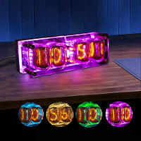 IN 12 Glimmende Klok 4 bits Retro LED Klok 4 Wijzerplaten Kleurrijke LED Weergave met Buizen Bureauaccessoires
