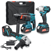 Doersupp 588VF Lithium elektrisch gereedschap Borstelloze 3 delige set Lichte Hamer + 125mm Haakse Slijper + Elektrische