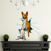 Dog Cat Animal 3d Wall Decals Pag Sticker Removable Wall Hole Art Stickers Home Decor Gift