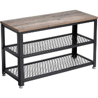 Schoenenrek met 2 legplanken   Schoenenbank   Industrieel design   Grijs Zwart