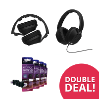 Doubledeal 9: Skullcandy Crusher (zwart) + Gratis Pluggerz Oordopjes T.W.V. 19,99 Euro