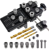 Doweeljig kit met snelle positieve stop en klem Verstelbare doweljig voor boren 1/4, 3/8 en 1/2 inch Nauwkeurige rechte