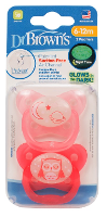 Dr Browns Fopspeen Fase 2 Roze Glow in the Dark 6mnd+