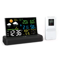 Draadloos Binnen Buiten Weerstation VA Kleuren Scherm Temperatuur Vochtigheid Sensor 500 Voet Bereik Aanpasbare Achtergr