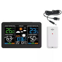 Draadloos Weerstation Binnen Buiten Thermometer Hygrometer met Voorspelling Maanfase Barometer Alarm 7 Knoppen Achtergro