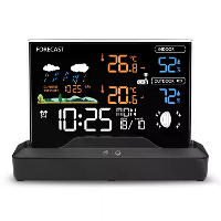 Draadloos Weerstation Binnen met Voorspelling Maanfase Barometer Alarm 7 Knoppen Achtergrondverlichting RF Sensor Groot