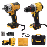 Draadloze Schroefhamer Set voor Dewalt Accu's 21V 350N.M. Steeksleutel 40N.M. Boorkoppel 15000mAh Accu Variabele Snelhei