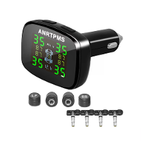 Draadloze TPMS bandenspanningmonitor 4 wielen USB C uitgang real time temperatuurmonitoring veiligheidssysteem auto acce