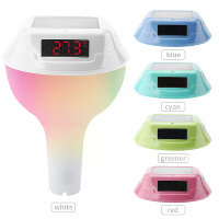 Draadloze Zonne energie Aangedreven Zwembadthermometer IP68 Waterdicht RGB Ambient Light Temperatuurweergave Slimme Time