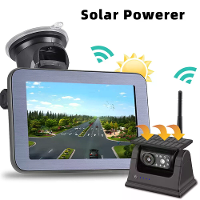 Draadloze Zonne energie Backupcamera AHD 5 Inch Achteruitkijkmonitor Hoekzicht Nachtzicht Langeafstandscommunicatie Wate