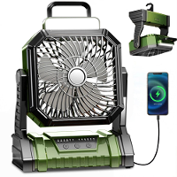 Draagbare 4 speed Kampeer Ventilator met Oplaadbare Batterij Draadloze Outdoor Plafondventilator met LED Licht Luchtcirc