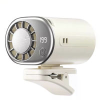 Draagbare auto ventilator interieur clip LED display 360° roteerbare achterbankventilator USB oplaadbaar krachtige koeli