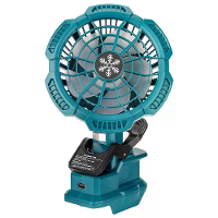 Draagbare campingventilator 14,4 18V batterijgevoede clip on ventilator 3 snelheidsinstellingen 2150 3300RPM lichtgewich