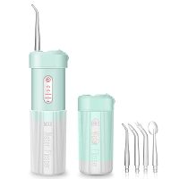 Draagbare Draadloze Waterflosser met 4 Modussen en 4 Mondstukken Oplaadbaar IPX7 Waterproof 200ml Telescoop Watertank Re