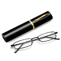 Draagbare mini lichte leesbril met penbuis case anti blauw licht presbyopie brillen metalen case voor vrouwen en mannen