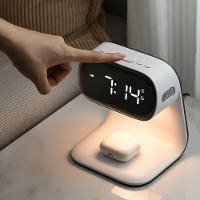 Draagbare Slaapkamer Touch Control Bedlampje Dimbare Digitale Wekker Draadloos Oplaadstation voor Slaapkamer,Bedzijde Ka