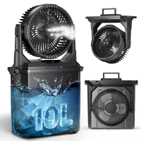 Draagbare Verstuivende Ventilator met 10L Afneembaar Waterreservoir, 20000mAh Batterij Kampeer Ventilator met 4 Snelheid