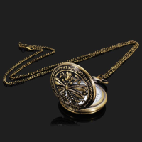 Dragonfly Chain Necklace Alloy Women Analog Pocket Watch
