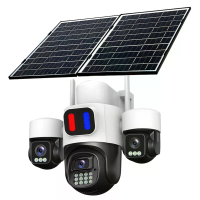 Drie lens Zonnene powered PTZ Beveiligingscamera Draadloos Outdoor 15MP Ultra HD PTZ Kleur Nachtzicht Twee weg Audio Bew