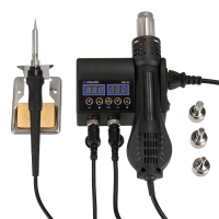 Drillpro 2 in 1 750W 220V / 110V soldeerstation heteluchtpistoolverwarming LCD digitaal display soldeerbout Lassen Rewor