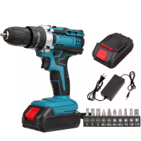 Drillpro 21V 28Nm 1450r/min Draadloze Hoge Koppel 25 snelheid Verstelbare Boormachine met Boorkoppen Ideaal voor Thuis D