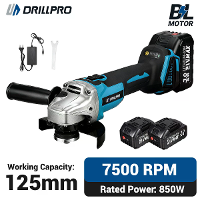 Drillpro 21V Borstelloze Motor Hoekslijper Vier snelheids Verstelbaar 850W Vermogen 0 7500RPM Hoge Capaciteit 3.0Ah Batt