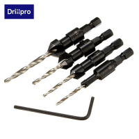 Drillpro 4pcs Carpentry Countersink Drill Bit Set Woodworking Tools