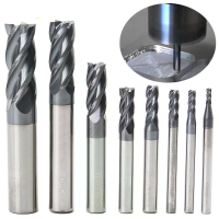 8PCS carbide 4 flute endmill set tungsten staal 2 12mm CNC slijpmachine routerbits voor het snijden van metaal staal hou