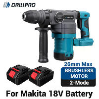 Drillpro Borstelloze Elektrische Hamerboor met 2 Batterijen 26mm 10J Draadloze Elektrische Hamer 2 Modi voor 18V Batteri