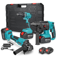 Doersupp 588 VF 3 stks Borstelloze Elektrische Boor/125mm Haakse Slijper/Hammer Tool Kits W/1 st/2 stks/3 stks Batterij