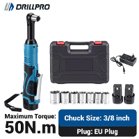 Drillpro Elektrische Ratelsleutel 3/8 Inch 16.8V Draadloos Gereedschap 6000mAh Batterij Hoge Koppel 50N.M Max EU Plug Dr