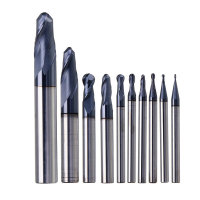 Drillpro R0.5 R5mm Ball Nose Tungsten Carbide End Mill Cutter HRC55 TiAlN Coating End Frezen Cutter CNC Tool