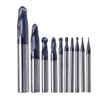 Drillpro R0.5 R5mm Ball Nose Tungsten Carbide End Mill Cutter HRC55 TiAlN Coating End Milling Cutter CNC Tool