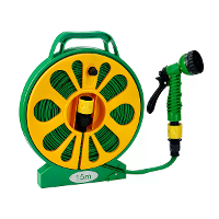 Drillpro Waterpijp 15m PVC slang met 5 patronen spuitmond voor 1/2 inch of 3/4 inch kranen tuinieren schoonmaken