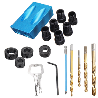 Drillpro Zakgat Schroefmal Dowel Boorgeleidingshoutbewerkingslocator met boorbitshoutbewerkingsklem