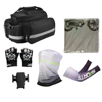 DRVETION Cadeaubox inclusief fietsbagage, fietsregenjas, houder voor mobiele telefoon, handschoenen, mouwen en gezichtsd