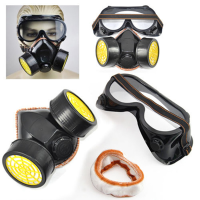 Dual Anti Dust Respirator Mask Glasses Set Spray Paint Industrial Gas