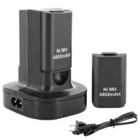 Dual Charger Base Charging Station Dock With 2 Rechargeable Battery 4800mah Xbox 360 Controller